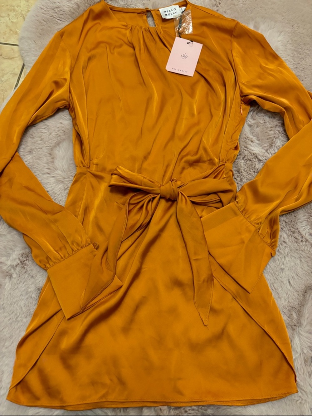 Hello Molly Satin Tie-Waist Mini Dress
